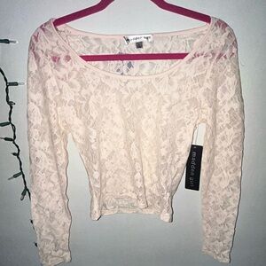 White Lace Long Sleeve Top – Size Large, NWT
